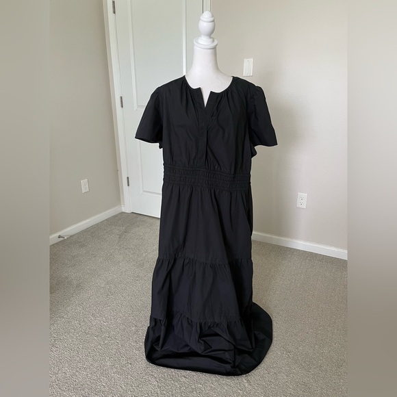 NWT Quince 100% Organic Cotton Dark Navy Tiered Maxi Dress Size 2X - Picture 4 of 12